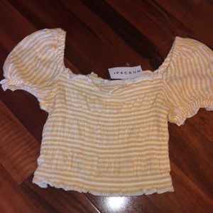 PacSun Tops - LA Hearts PACSUN Yellow Striped Off Shoulder Top PacSun Tops - LA Hearts PACSUN Yellow Striped Off Shoulder Top